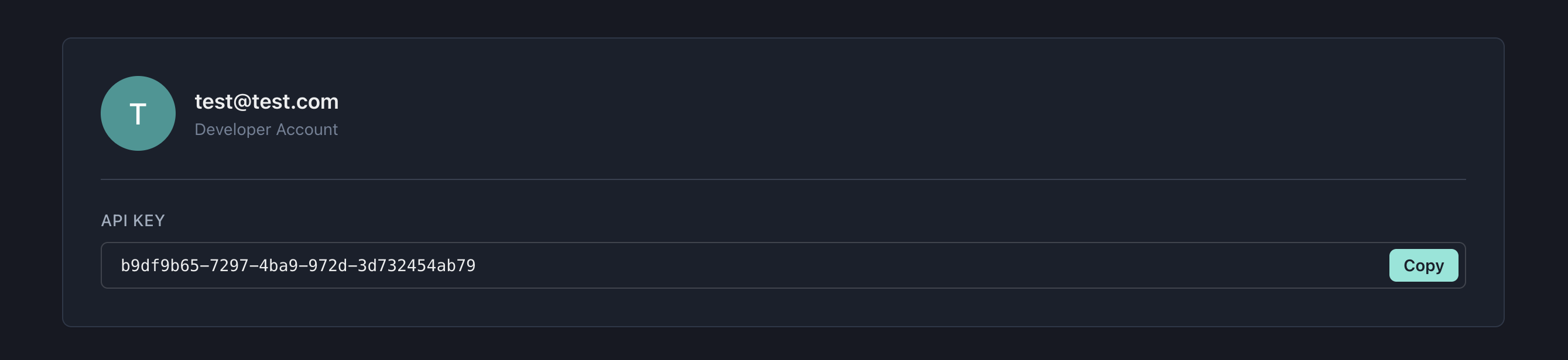 API Key in Account Settings